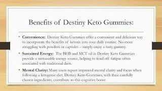 Destiny Keto Gummies: An In-Depth Review of Benefits and Customer Experiences [e995a3e8d]